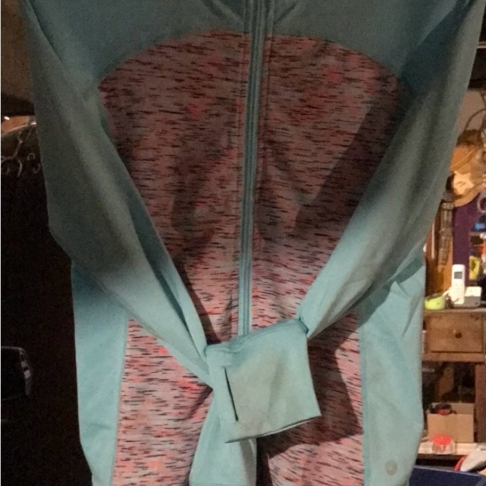 2 PIECE SET (90 Degrees)Teal and Pink Zip-Up Jacket & leggings